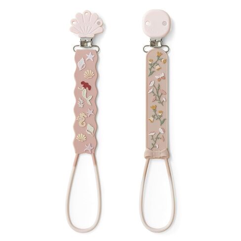 Moonkie Flat Silicone Pacifier Clips (2-Pack) – One-Piece Strap Holders, Binky Clips for Baby Boys & Girls, Gift-Ready Baby Essentials (Dino & Deep Sea) in Kuwait