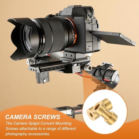 PATIKIL Camera Spigot Screws Converter 1/4" to 3/8" Female to Female, 5 Pack Tripod Screw Adapter Spigot Stud for Light Stand Hot Shoe Cold Shoe Adapter Ball Head Flash, Yellow in Kuwait