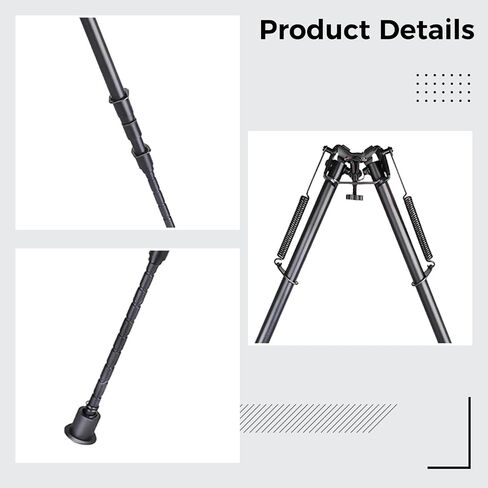 Metal Spring 27 in Bipod with 3-Hole Adapter, Adjustable 16.9-28.7 in for Shooting, Hunting, Black Tripod in Kuwait