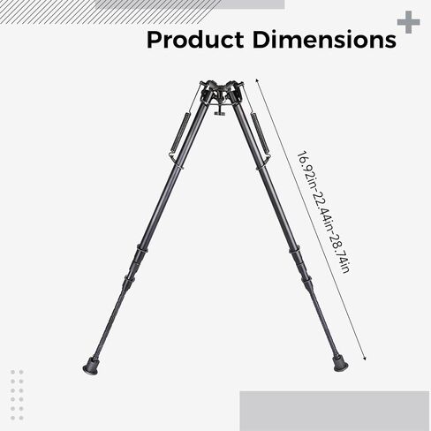 Metal Spring 27 in Bipod with 3-Hole Adapter, Adjustable 16.9-28.7 in for Shooting, Hunting, Black Tripod in Kuwait