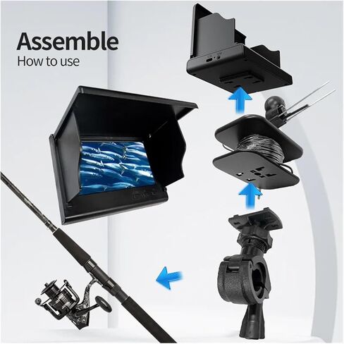 Fish Finder 4.3 Inch IPS LCD Monitor Camera Kit for Winter Underwater Ice Fishing Manual Backlight Boy Men's Night Vision in Kuwait