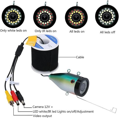 7inch Fish Finder Underwater Fishing Camera 15pcs White LEDs + Infrared Lamp 1080P HD with 15M 30M for Ice in Kuwait