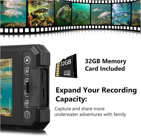 HD1080P Underwater Fishing Camera-DVR 32GB-4.5'' Ice Camera Gifts for Men,5000mAh,IR&LED for Dark,USB-C Finder in Kuwait