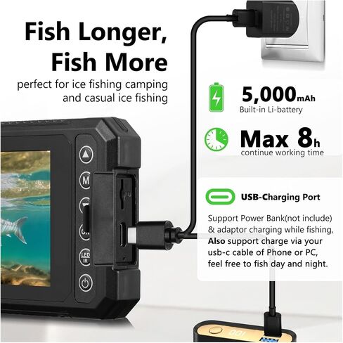 HD1080P Underwater Fishing Camera-DVR 32GB-4.5'' Ice Camera Gifts for Men,5000mAh,IR&LED for Dark,USB-C Finder in Kuwait