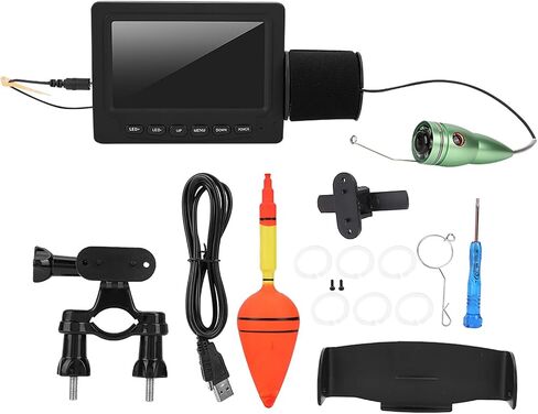 Cocoarm Fish Finder Underwater Fishing Camera Fish Finder Camera 4.3 Inch HD 1000TVL Color CCD 15m Cable with 6 IR Lights Sun Visor for Ice Lake Boat Fishing in Kuwait