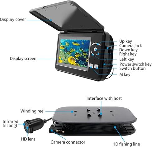 F431B Underwater Fishing Camera with 4X Digital Zoom 4.3 Inch 4000mAh 15m Infrared Winter Fisherman for in Kuwait