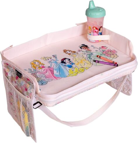 J.L. Childress Disney Baby 3-IN-1 Kids Travel Tray & Tablet Holder - Car Seat Lap Tray Desk for Toddlers, Road Trip Essentials, Car Seat Activity Table, Travel Accessories - Disney Princess in Kuwait
