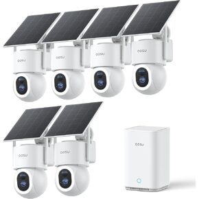 aosu D1 Max, 6-Cam Kit, 4K Solar Security Cameras System Wireless Outdoor | No Subscription Required, 1TB Expandable Storage, 360° PTZ Cross-Cam Auto Tracking, Smart Detection, Full Color Night Vision in Saudi Arabia
