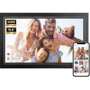 Digital Picture Frame 15.6 Inch Digital Photo Frame with 64GB Storage, 1920 * 1080 IPS FHD Touchscreen, WiFi Smart Frame Share Photos and Videos Instantly from Anywhere via AiMOR App in Kuwait