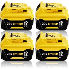 4Packs 12.0A Replacement for Dewalt 20V Battery Lithium and DCB104 Charger | Compatible with Dewalt 20V Battery DCB206 DCB207 DCB204 DCB200 DCB201 Series Power Tool in Kuwait