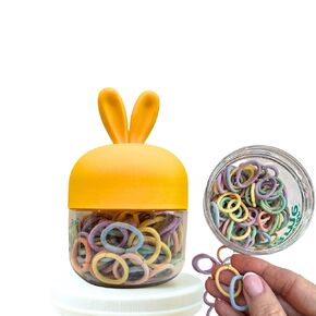 T is for Tame Baby Hair Ties, No Damage, Reusable Bunny Container, 50 Ct | Elastic no-pull small hair ties (50 ct) in reusable bunny container, metal & crease free, for babies & toddlers in Saudi Arabia
