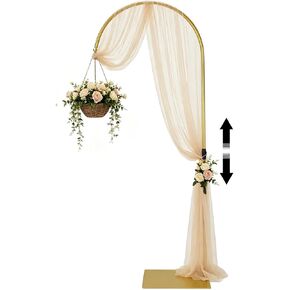 Heavy Duty Half Wedding Arch Stand Versatile Adjustable 5.6-7.6FT Hook | Gold Half Arch Backdrop for Wedding Party Window Display Seasonal Decor Thick Metal Pole Weighted Base Stand Firm in Kuwait