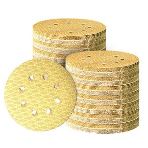 5 Inch Sanding Discs Hook and Loop 170Pcs, 8-Hole Dust-Free, 80/120/150/180/220/320/400/600 Grits, Yellow Diamond Sandpaper for Wood Metal Auto, 135G Latex Backing in Kuwait
