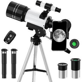 Telescope for Kids, 70MM Aperture Telescopes for Adults (15X-150X) with FMC Optics, 300MM Astronomical Refractor Telescope for Beginners with Phone Adapter, Portable Astronomy Gifts for Moon and Star in Saudi Arabia