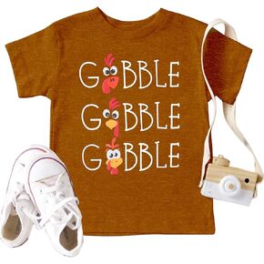 Thanksgiving Shirt Toddler Boys Girls Funny Turkey T-Shirt Kids Gobble Till You Wobble T-Shirt Thankful Grateful Tops in Saudi Arabia