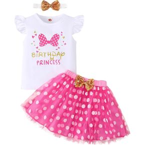 Toddler Kids Baby Girls Birthday Princess Outfit Dress Polka Dots Bubble Tutu Skirt Cake Smash Tulle Skirt in Saudi Arabia