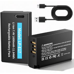 2-Pack LP-E17 Battery, 1600mAh 2026 NEW USB-C R50 Battery Compatible with Canon EOS R100 R50 RP R8 R10, Powershot V1, Rebel T8i T7i T6i T6s SL2 SL3 EOS M3, M5, M6, EOS 200D 77D 750D 760D Cameras in Kuwait