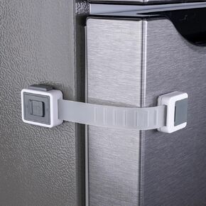 2-Pack Child Proof Fridge Lock with Adhesive - Adjustable Baby Proofing Straps - Refrigerator Lock for Kids - Freezer Latch to Keep Door Closed - for Toddlers, Cats, & Dogs - Universal Compatibility in Saudi Arabia
