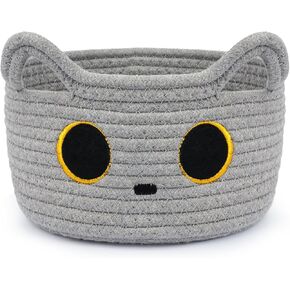 Small Storage Basket, Black Cat Cotton Rope Cute Basket Toy Bin | Woven Blasket for Nursery, Blanket Basket Baby Toy Storage Organizer With Ears for Gifts Cat Dog Bin Toys 8.5×4.5 inches in Saudi Arabia