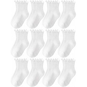 Baby Toddler Ruffle Socks for Girls Cute Crew Grip Frilly Socks in Saudi Arabia