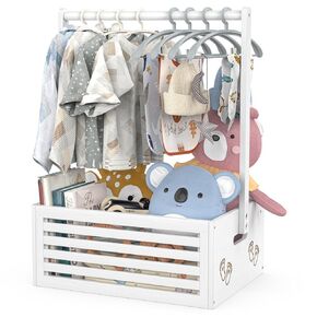 BAMBOOHOMIE Baby Shower Crate Closet, Baby Baskets with Hangers Handle, Baby Crate Box for Baby Shower, Welcome Gift Basket for Newborn Baby, Pregnancy Gift for New Parents (White, Large Size) in Kuwait