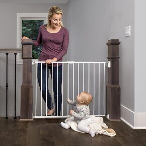 Regalo Safety 36" Extra Tall Baby Gate for Top of Stairs & Dooways | Fits Openings 24"-40.5" Wide, Hardware Mounted, For Babies, Toddlers & Pets, White, Tested & Trusted for 30 Years in Saudi Arabia