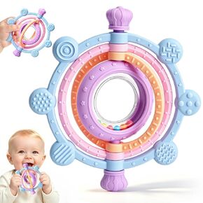 Baby Teething Ring Toys 3-6 6-12 Months, Silicone Teether Rattle Toys | BPA Free, Baby Chew Toys for Sucking Needs & Teething Relief, Shower Gifts for Newborns Infants in Saudi Arabia