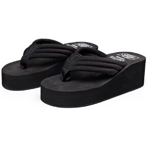 QZUnique Women Flip Flop, Thong Wedge Platform Sandals Arch Support Slippers High Heel Comfortable Cushion Shoes Summer Beach in Kuwait
