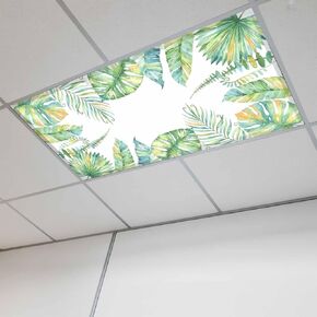 Fluorescent Light Covers, Palm Leaves Magnetic Light Covers for Ceiling Lights, Watercolor Tropical Monstera Leaf Botanical Summer Fluorescent Ceiling Shade for Classroom Bedroom Office 4x2Ft x 4PCS in Kuwait