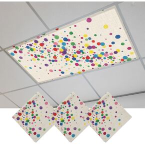 Fluorescent Light Covers, Colorful Polka Dot Magnetic Light Covers for Ceiling Lights, Cartoon Cute Abstract Graffiti Beige Fluorescent Ceiling Shade Filters for Classroom Bedroom Office 4x2Ft x 3PCS in Kuwait