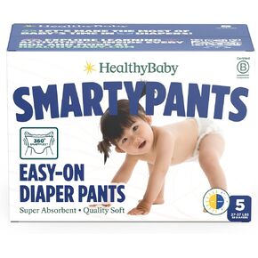 HealthyBaby Non-Toxic Training Pants Toddler Diapers - Size 4, 46 Count | EWG Verified & Microbiome-Friendly. Easy pull-on & tear-away design. Plant-derived materials. 12-hour leak protection. TCF. in Kuwait