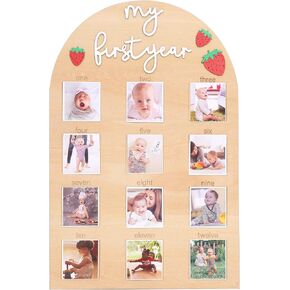 Strawberry Theme Birthday Photo Board - Strawberry Decorations Banner for First Birthday 12 Month Milestone Board,Suitable for Photo Size(2.9 X 3.9 Inches) in Saudi Arabia