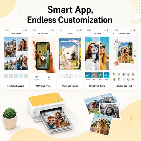 YOTON Photo Printer with 162 Sheets (4"x6") & 3 Ink Ribbon, Support AR Video Printing, WiFi Connection, Portable Photo Printer for iPhone/Android/Laptop in Kuwait