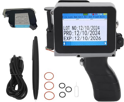 YWBL-WH Handheld Inkjet Printer for Date and Barcode, Portable Printing Machine with 4.3 Inch Touch Screen, 600 DPI for Various Materials and Users in Kuwait