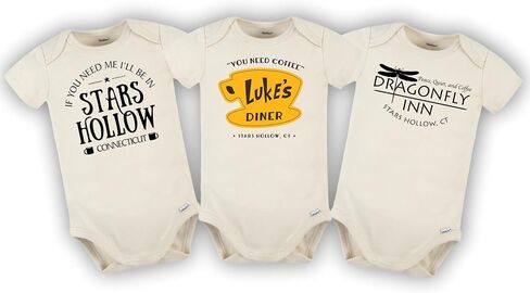 Brain Juice Tees Luke's Diner Onesie Bundle | 100% Cotton | Cream Color | Includes 3 bodysuits in Kuwait