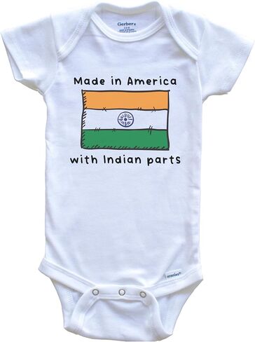 Made in America with Indian Parts Funny India Flag Baby Bodysuit Bundle (3 Piece Gift Set) in Kuwait