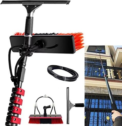 Cleaning Brush 12Ft Water Fed Window Cleaning Pole Conservatory Solar Panel High Reach Extendable Extended Extension Brush Squeegee Equipment Hose Fed Kit in Kuwait