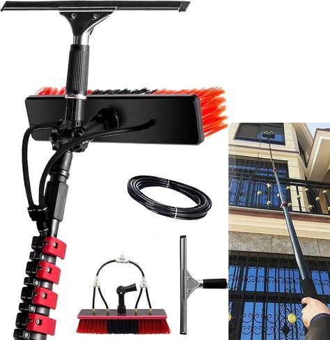 Cleaning Brush 12Ft Water Fed Window Cleaning Pole Conservatory Solar Panel High Reach Extendable Extended Extension Brush Squeegee Equipment Hose Fed Kit in Kuwait