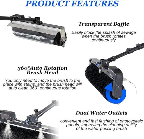 Solar Cleaning Roller Brush,Reach Solar Panel Cleaning Brush & Water Fed Pole Kit, 5.5M Long, Ideal for Efficient Solar Panel Maintenance & Cleaning, Perfect for Photovol,5.5M in Kuwait