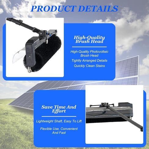 Solar Cleaning Roller Brush,Window Solar Panel Cleaning Kit - 3.5M, 5.5M, 7.5M Water Brush for Outdoor Window Washing, Glass Cleaner Tool for Solar Panels and High,7.5M in Kuwait