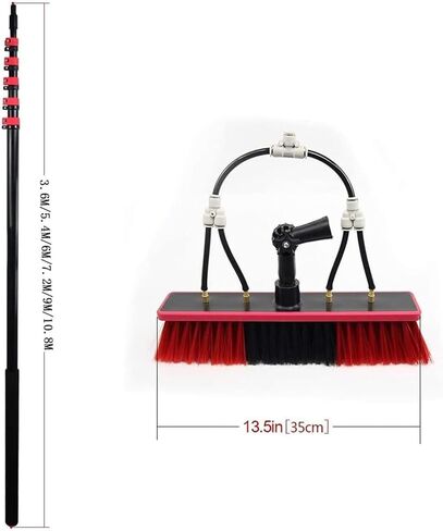 Water Fed Pole Kit - 3.6M Window Cleaning Pole with Brush Head for Solar Panel & Photovoltaic Cleaning - Efficient Outdoor Cleaning Tool,One Color-6m in Kuwait