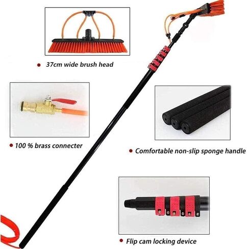 Water Fed Pole Kit - 3.6M Window Cleaning Pole with Brush Head for Solar Panel & Photovoltaic Cleaning - Efficient Outdoor Cleaning Tool,One Color-6m in Kuwait