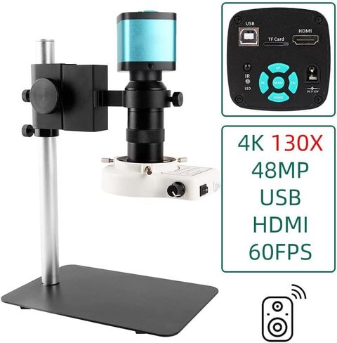 Lab Microscope Replacement Parts 4K 48MP HDMI USB Digital Video Monocular Microscope Camera Continus Zoom 180X 130X C Mount in Kuwait