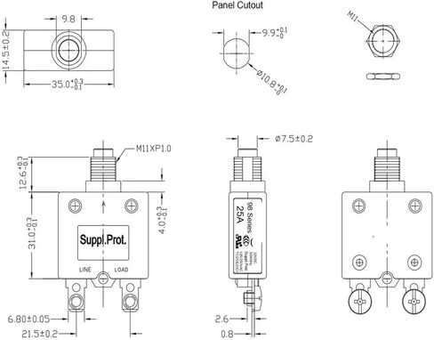 3pcs 98 Series 40A Circuit Breakers 125/250VAC Manual Push Reset in Kuwait