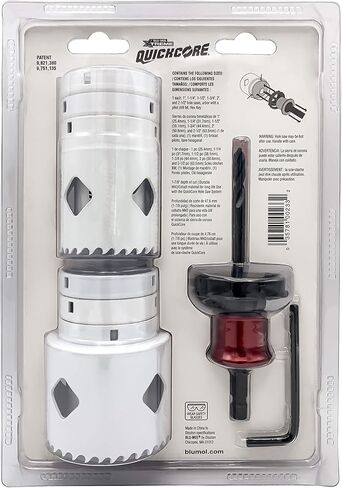 Disston QuickCore 7 pc Set - 1 Each: 1", 1-1/4", 1-1/2", 1-3/4", 2", and 2-1/2" Hole saws, Arbor with a Pilot Drill bit, Hex Key in Kuwait
