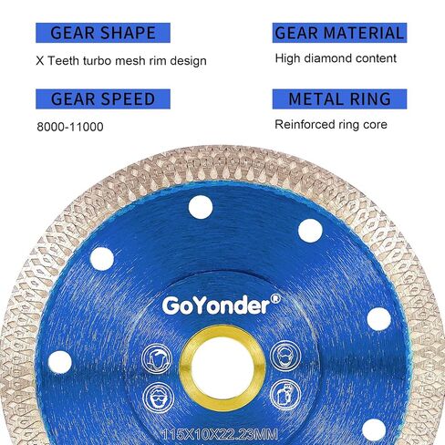 GoYonder 4.5" Diamond Tile Blade for Angle Grinder, Super Thin Diamond Saw Blade Grinder Blades for Wet Dry Cutting, Diamond Blade for Cutting Ceramic, Porcelain, Tiles, Granite, Marbles in Kuwait