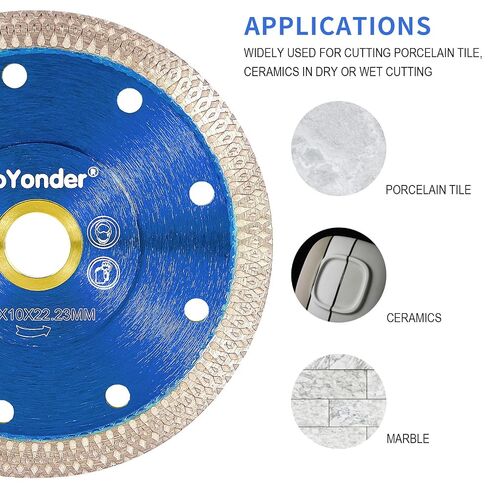 GoYonder 4.5" Diamond Tile Blade for Angle Grinder, Super Thin Diamond Saw Blade Grinder Blades for Wet Dry Cutting, Diamond Blade for Cutting Ceramic, Porcelain, Tiles, Granite, Marbles in Kuwait
