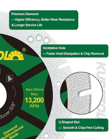 Diamond Blades 4-1/2 Inch 5pcs- KURSTOL Diamond Multi-Purpose Saw Blades Angle Grinder Cutting Disc for Marble, Granite, Tile, Ceramic, Porcelain, Metal, Stone in Kuwait