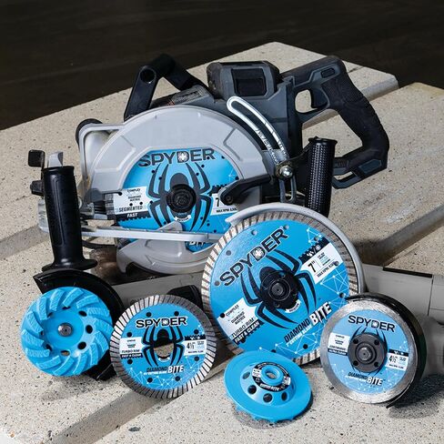 Spyder Diamond Bite 4.5" Diameter Wet/Dry Turbo Rim Diamond Cutting Blade for Angle Grinders, Fast and Clean Cuts, 7/8" Arbor with 5/8" Adapter Bushing (14116) in Kuwait