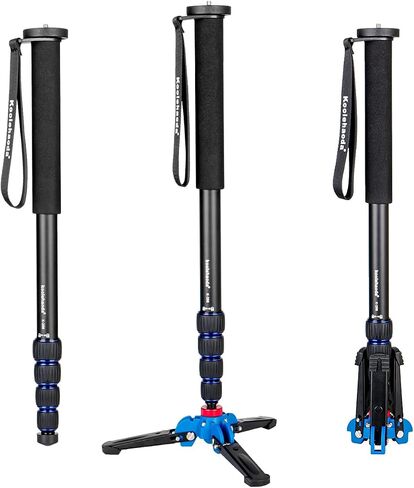 Koolehaoda Extendable Camera Monopod with Foldable Stand Base | 5-Section Height 66" Aluminium Photography Monopod for DSLR Canon Nikon Sony Video Camcorder, Maximum Load of 5 kg in Kuwait